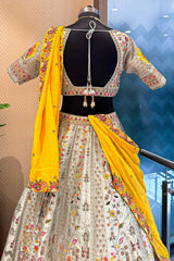 Light Blue Raw Silk Embroidered Lehenga