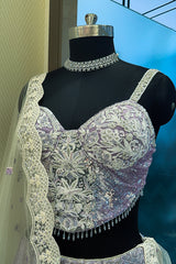 Lavender Purple Net Designer Lehenga with Corset