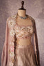 Mauve Silk Designer Sequin Beaded Crop Top Lehenga with Cape Jacket