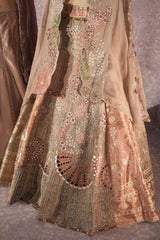 Grey Silk Designer Cutdana Beaded and Mirror Work Crop Top Lehenga with Jacket