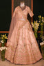 Light Pink Silk Peacock Motifs Zardosi and Sequin Worked Lehenga with Scalloped Border