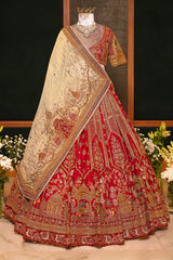 Maroon Raw Silk Desinger Bridal Lehenga with Zardosi Work