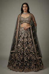 Black Net All Over Sequinned Designer Lehenga