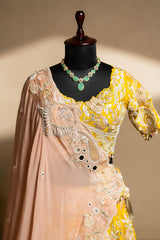 Yellow Raw Silk Desginer All Over Embroidered and Sequins Worked Lehenga