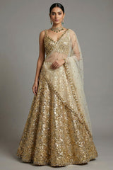 Golden Organza Designer Lehenga