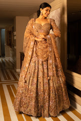 Pink Net Designer Sequin Cutdana and Beaded Lehenga