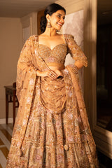 Pink Net Designer Sequin Cutdana and Beaded Lehenga
