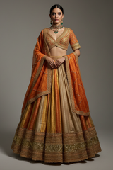 Multi Colored Tissue Organza Lehenga with Lace