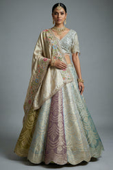 Multi Colored Tissue Silk Woven Lehenga