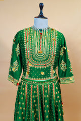 Dark Green Silk Sequin Embroidered Lehenga Set
