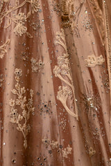 Champagne Brown Silk Embroidered Heritage Lehenga