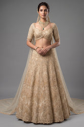 Ivory White Silk Bridal Lehenga with Ethereal Cutdana and Stone Artistry