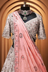 Off White Silk Heritage Bridal Lehenga Choli with Royal Gota-Patti & Mirror Work