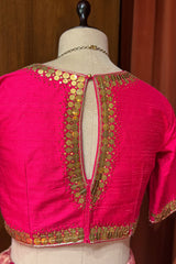 Rose Gold Dual-Toned Tissue Organza Silk Lehenga with Heritage Zari Weaving