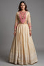 Cream Chanderi Silk Lucknowi Worked Lehenga with Designer Blouse and Bandhej Dupatta