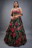 Emerald Green Printed Organza Lehenga featuring Sunburst Sequin and Diamond Bustier