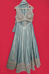 Mint Green Tissue Sequin Embroidered Lehenga