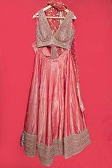 Pink Tissue Sequin Embroidered Lehenga