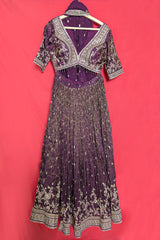 Wine Purple Tissue Woven Lehenga with Embroidery Work