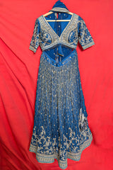 Blue Tissue Woven Lehenga with Embroidery Work