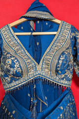 Blue Tissue Woven Lehenga with Embroidery Work