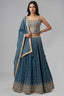 Blue Tissue Sequin Embroidered Lehenga