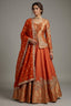 Orange Banarasi Silk Woven Lehenga with Long Blouse