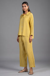 Lime Yellow Linen Solid Co-Ord Set