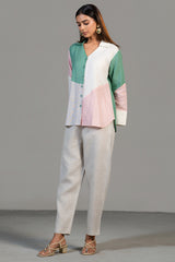 Multi Colored Linen Tunic and Pant Set
