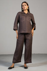 Brown Linen Co-Ord Set