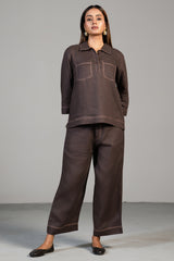 Brown Linen Co-Ord Set