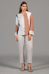 Multi Colored Linen Shirt Style Tunic with Pant