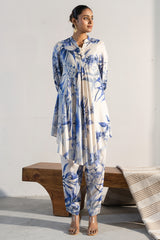 Off White Muslin Silk Printed Co-Ord Set