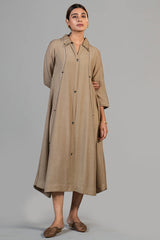 Beige Cotton Silk Dress
