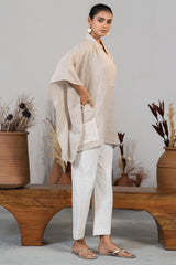 Ivory Jute Embroidered Kaftan Set