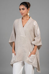 Ivory Jute Embroidered Kaftan Set