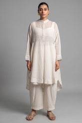 Ivory White Organza High and Low Co-Ord Set