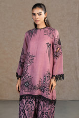 Dusty Pink Linen Floral Printed Co-Ord Set