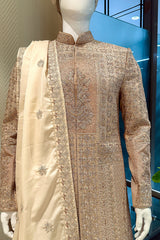 Beige Silk Embroidered Sherwani