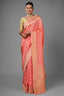 Flamingo Pink Woven Butti Saree in Muga Silk with Elephant and Peacock Motifs