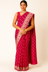 Rani Pink Modal Silk Woven Saree with Scallop Border