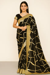 Black Modal Silk Zari Woven Saree with Cutdna Work