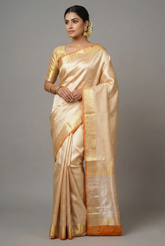 Golden Kanchipuram Tissue Silk Woven Saree