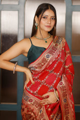 Multi Colored Georgette Meenakari Weaving Saree