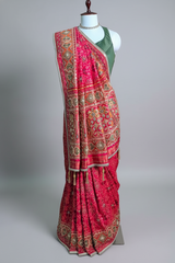 Pink Silk Traditional Woven Patola Saree with Cutdana and Beads Work