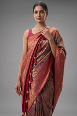 Golden Tissue Silk All Over Woven Saree with Swarovski Work