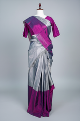 Grey and Golden Tissue Silk Saree