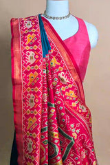 Rama Blue Art Silk Saree with Patola Border and Contrast Pallu