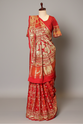 Maroon Gaji Silk Traditional Gharchola Saree with Embroidery