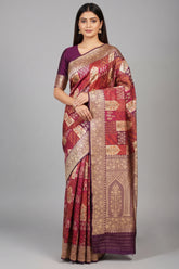 Purple Banarasi Silk Real Zari Kadva Woven Saree